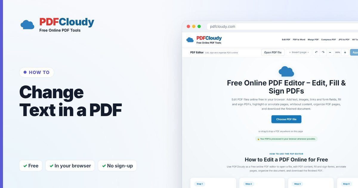 How to change text in a PDF with the PDFCloudy editor