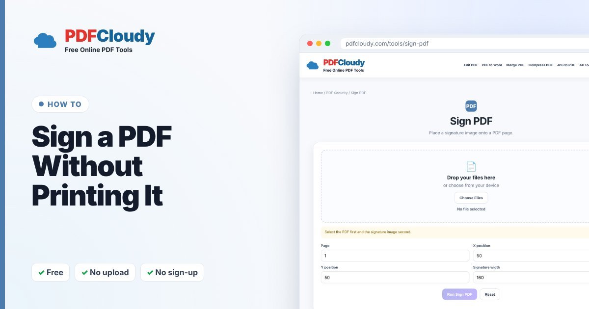 How to sign a PDF with the PDFCloudy Sign PDF tool